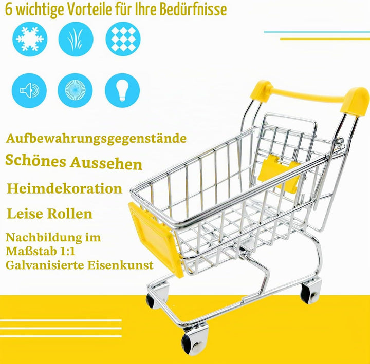 Mini-Einkaufswagen, Mini-Einkaufswagen, Mini-Einkaufstrolley, Einkaufskorb, für Schreibtischdekorati