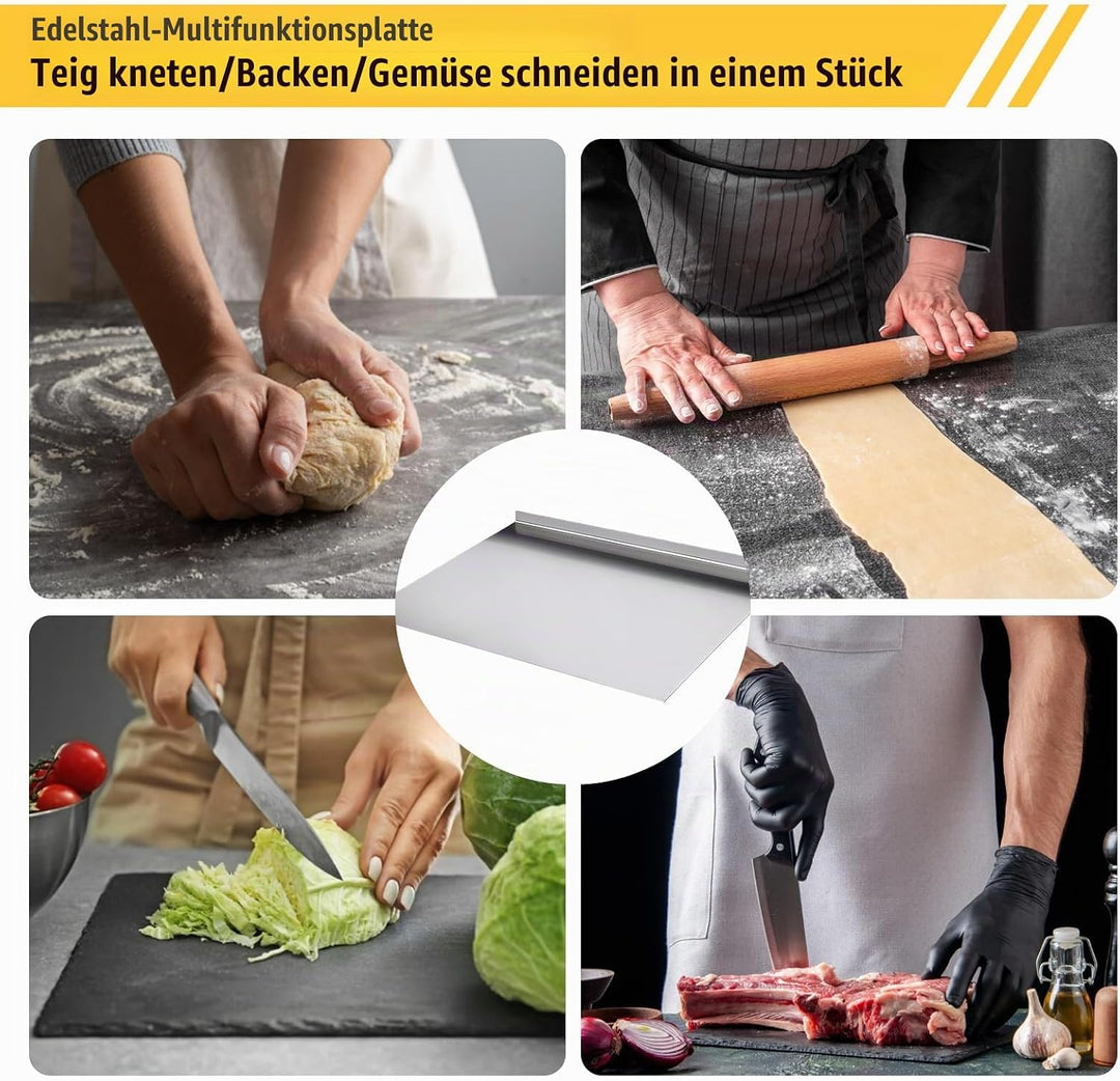 Edelstahl-Schneidebrett, Edelstahl Arbeitsplatte, Rutschfeste Schneidebrett mit Kante, Arbeitsplatte