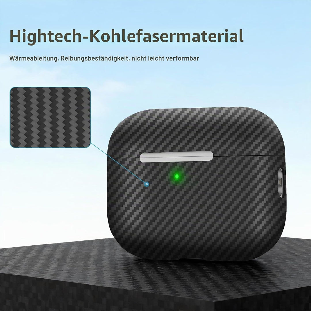 memumi Carbon Hülle für AirPods Pro 3, 0.5 mm Superdünne, Hülle aus echter Carbon für AirPods Pro 3