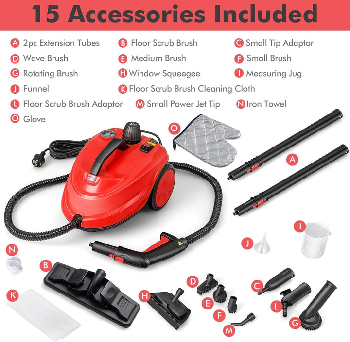 FANTASK Dampfreiniger 2000W, Steam Cleaner inkl. 13 Zubehör & 5m lange Netzkabel, Dampfdruck: max. 5