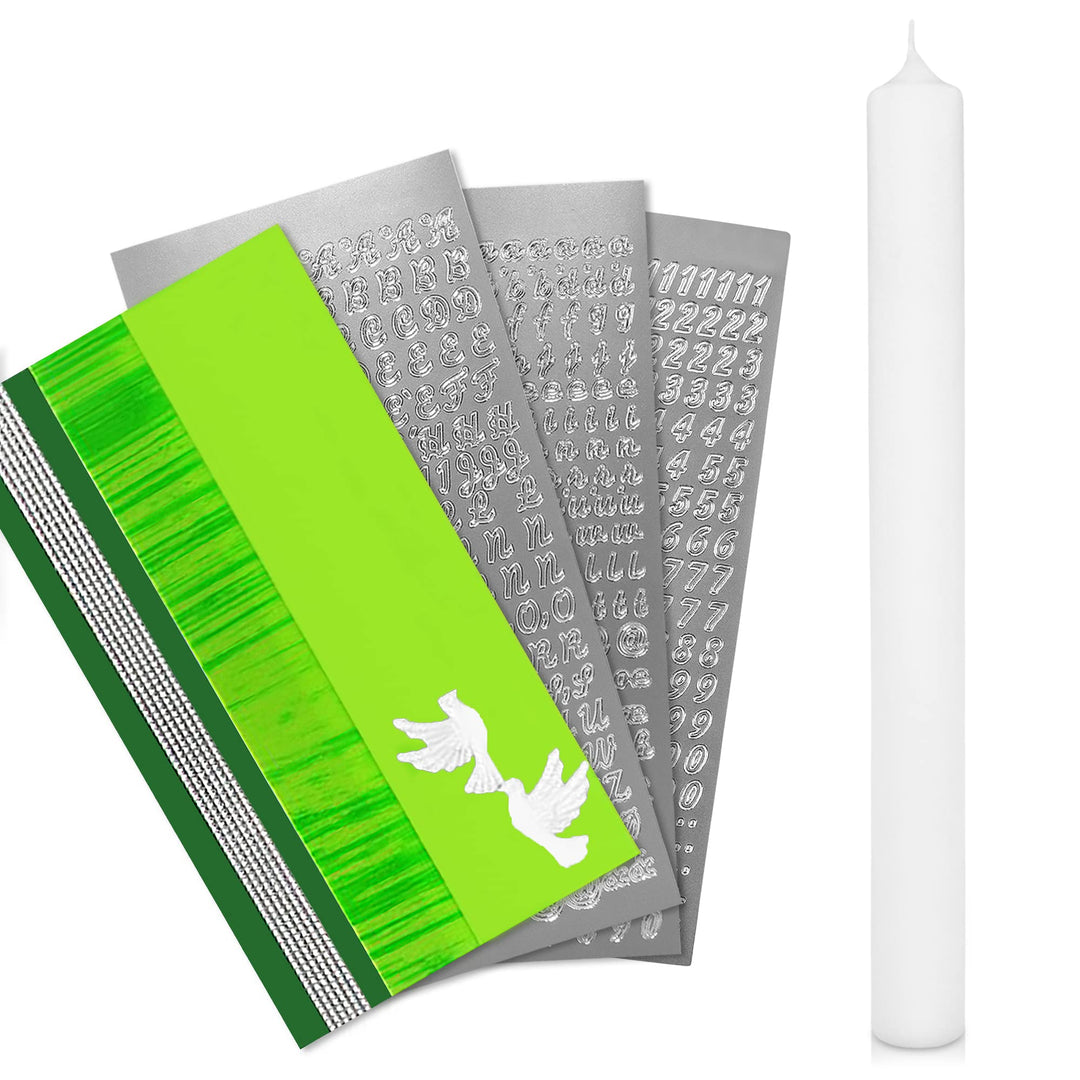 WIKAKERZEN Kerze für Taufe, Hochzeit oder Kommunion - Personalisierbar mit Buchstaben, Wachsplatten