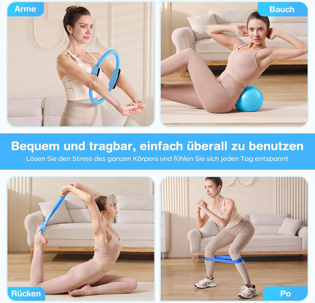 Pilates Set 13 Stück Home Pilates Essentials Workout Set ,13" /33CM Pilates Ringe, 10" /25CM Pilates