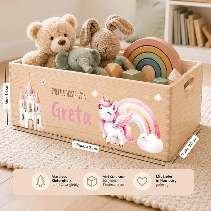 Kidsmood - Spielzeugkiste aus Holz mit Wunschnamen | Aufbewahrungsbox Kinder Spielzeug & Bücher | Pr