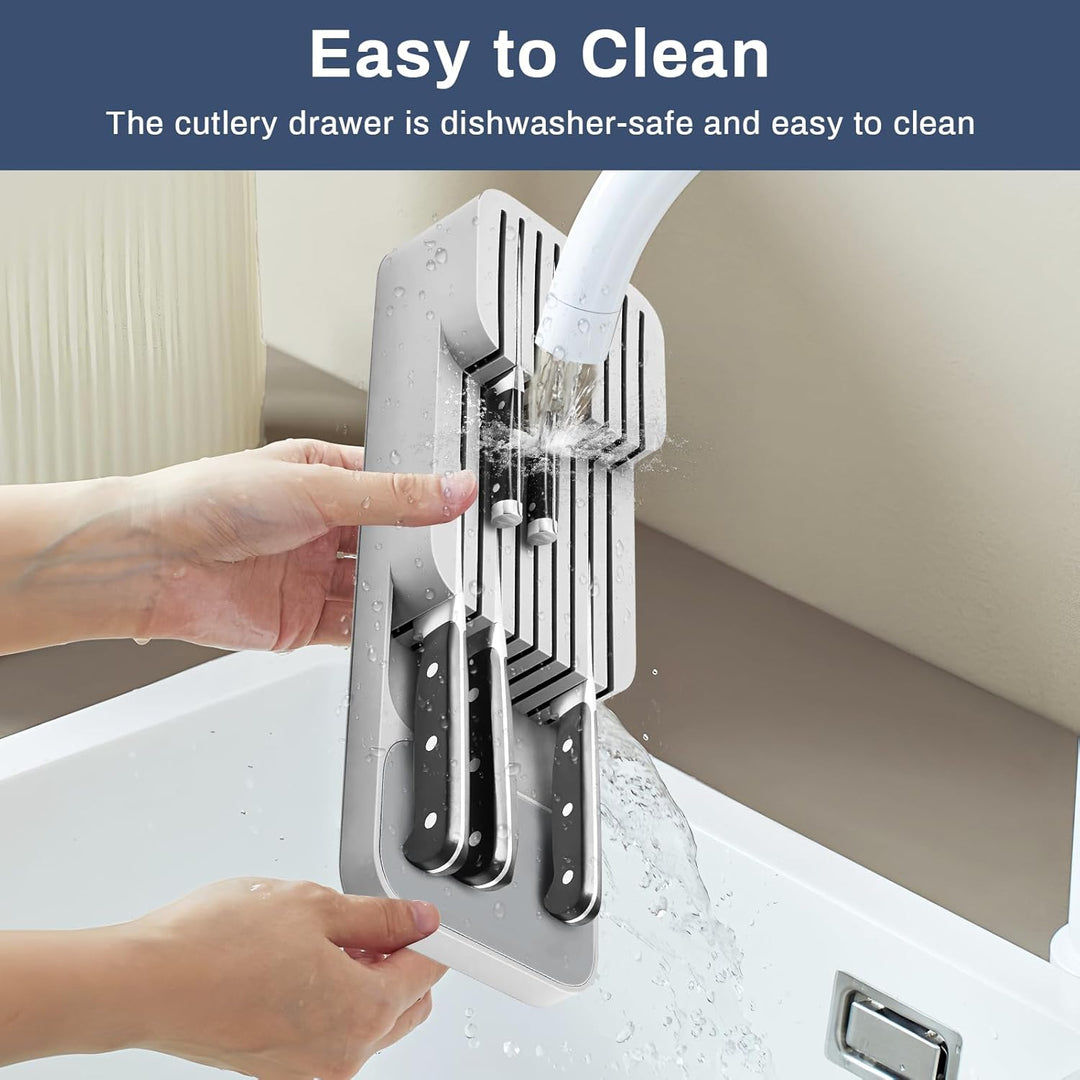 Zweistufiges Design Schubladenaufbewahrung Messer Mit Schlitzen Versehen Schublade Organizer Messerb