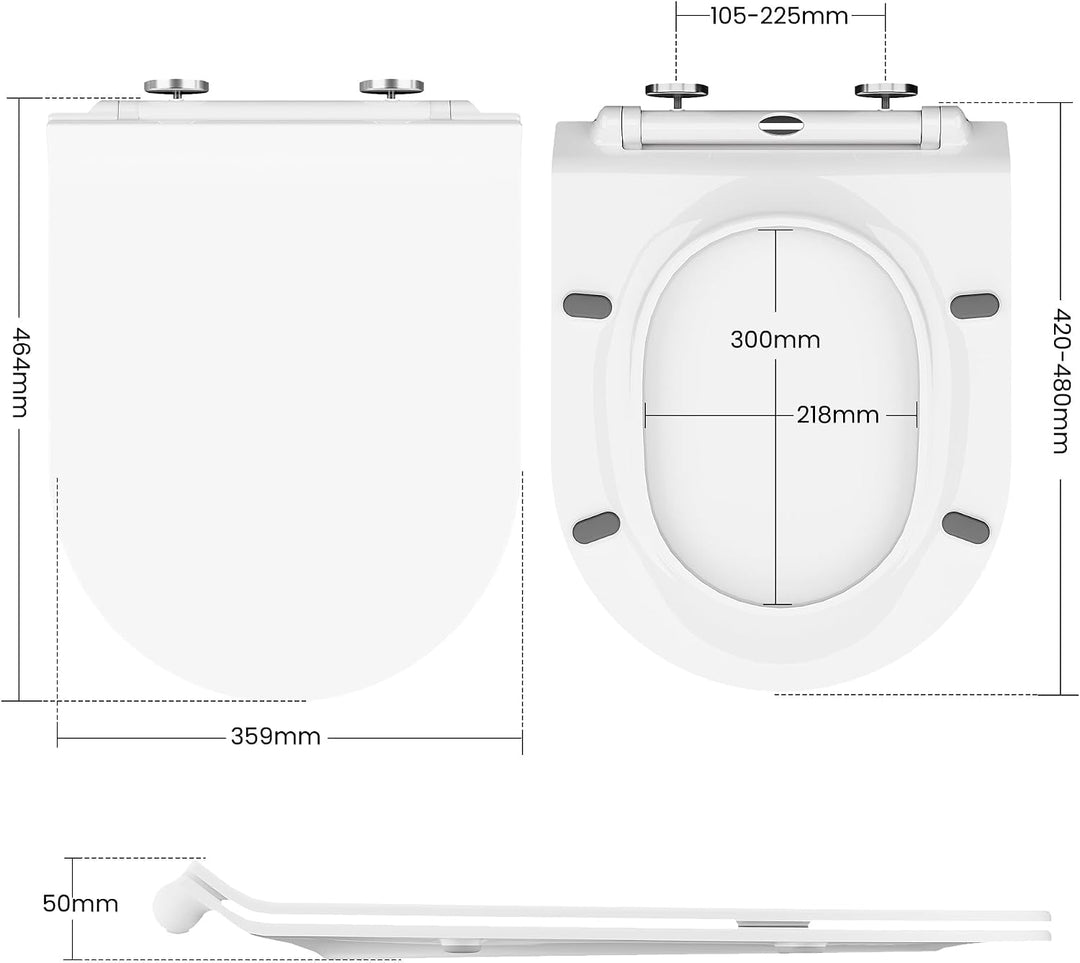 Toilettendeckel mit Absenkautomatik, WC Sitz Klobrille Toilettensitz mit Quick-Release Funktion&amp; Ver