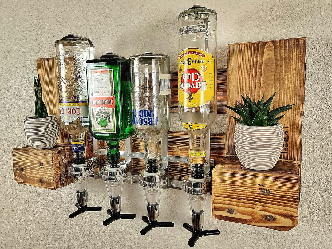 Schnapsbar mit Getränkespender Wandbar mit Flaschenhalter Weinregal aus Palette Weinbar aus Holz 4 D