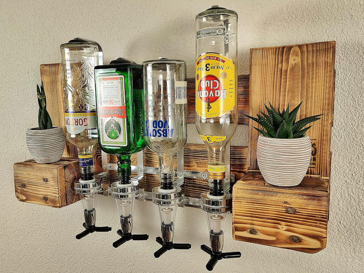 Schnapsbar mit Getränkespender Wandbar mit Flaschenhalter Weinregal aus Palette Weinbar aus Holz 4 D