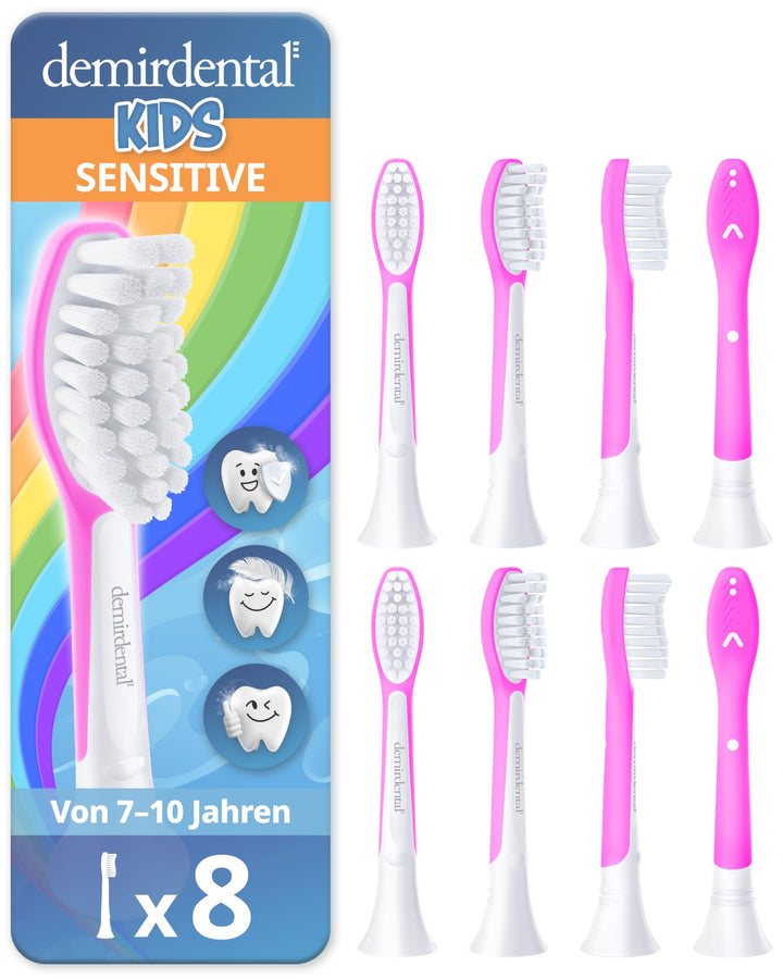 demirdental Kinder Ersatzbürsten passend für Philips Sonicare Kids, Bürstenköpfe ab 7 Jahre, entspri