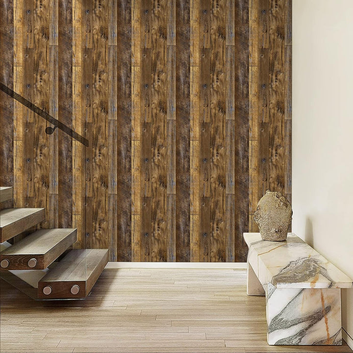 Abyssaly Klebefolie möbel holzoptik Möbelfolie selbstklebende folie holz tapete 90cm X 300cm Braun V