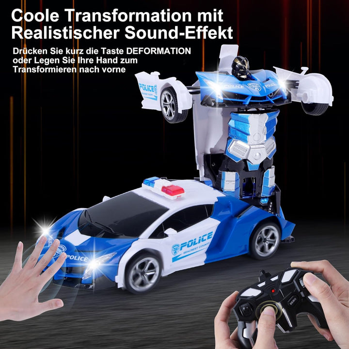 Yellcetoy Transform Spielzeug Ferngesteuertes Auto, Roboter Auto mit Handgesten Sening LED Licht Mus