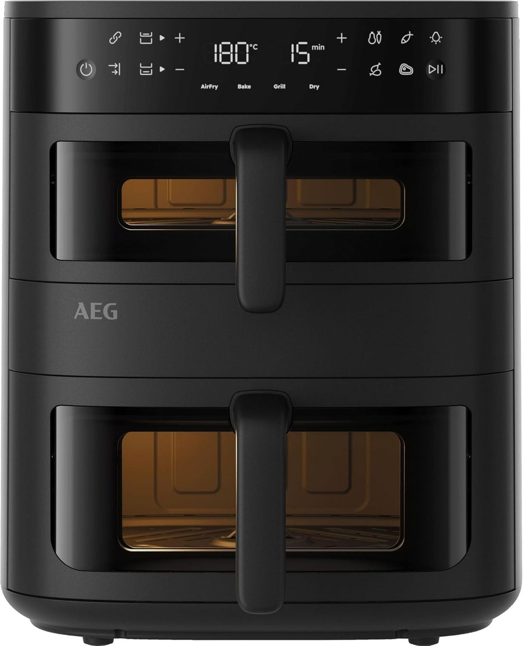 AEG Doppelkorb‑Heissluftfritteuse 11 L, 2 Fächer für Paralleles Frittieren Backen Grillen Dörren, Si