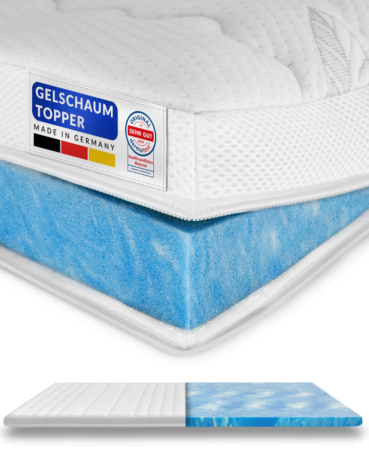 8 cm hoch - Premium Plus Gelschaum-Topper 150x220cm mit RG 50 - Hochwertiger Lyocell-Bezug - Antirut