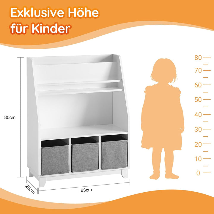 SoBuy Bücherregal Kinder Regal Kinderzimmer mit Ablagefächern und 3 Boxen Kinderregal Montessori Spi