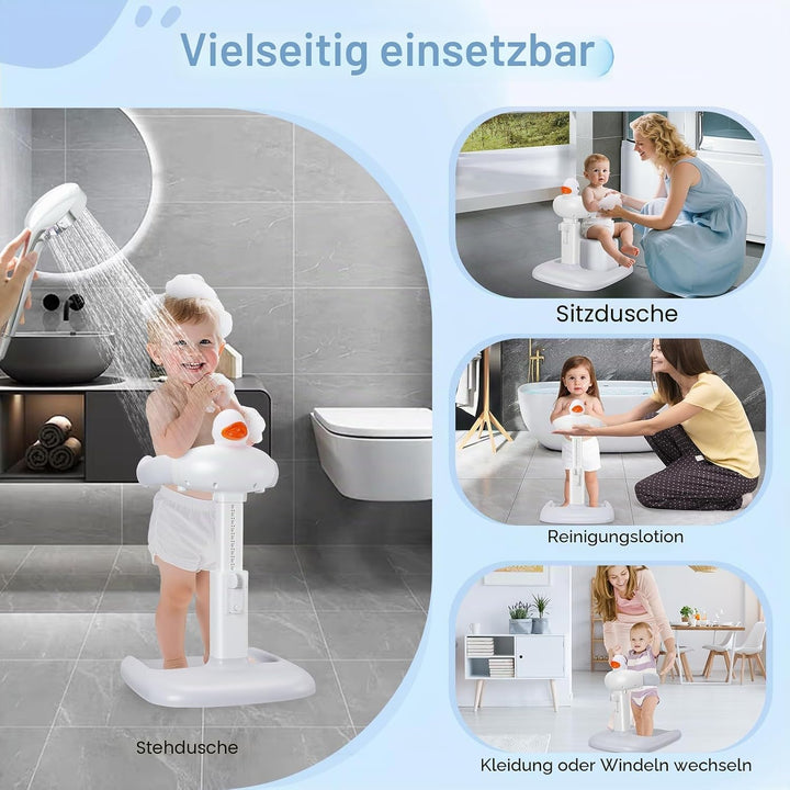 Baby Badewannenständer Duschständer Höhenverstellbar,Baby Dusche Ständer mit AntiRutsch-Basis,Stehhi