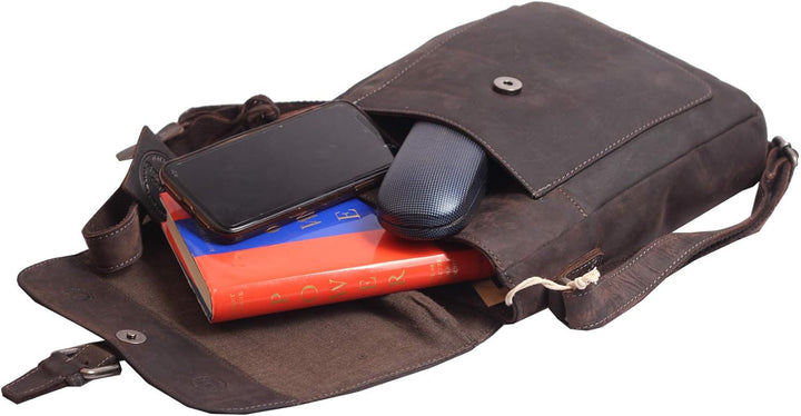 Greenburry Vintage Umhängetasche Braun I 26x29x7cm Ledertasche Handtasche