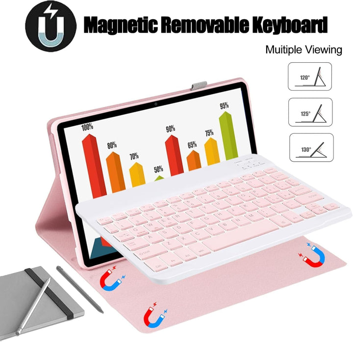 Tastatur mit Hülle für Lenovo Idea Tab Tablet 11", TPU Rückseite Hülle mit Magnetisch Abnehmbarer QW
