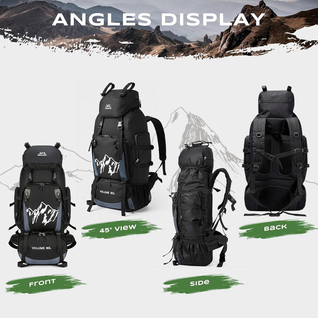 Wanderrucksack Herren Damen 90L Trekkingrucksack Reiserucksack Grosser Wasserdicht Wandern Rucksack