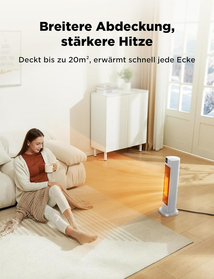 Midea NTH20-22ER(WH) Heizlüfter Energiesparend Leise mit Fernbedienung,PTC 2000 Watt Keramik Heizlüf