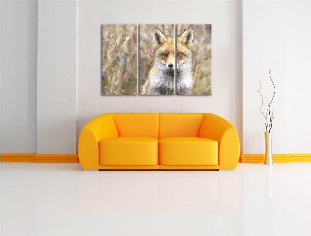 aufmerksamer Fuchs im Geäst NewArt 3-Teiler Leinwandbild 120x80 Bild auf Leinwand, XXL riesige Bilde