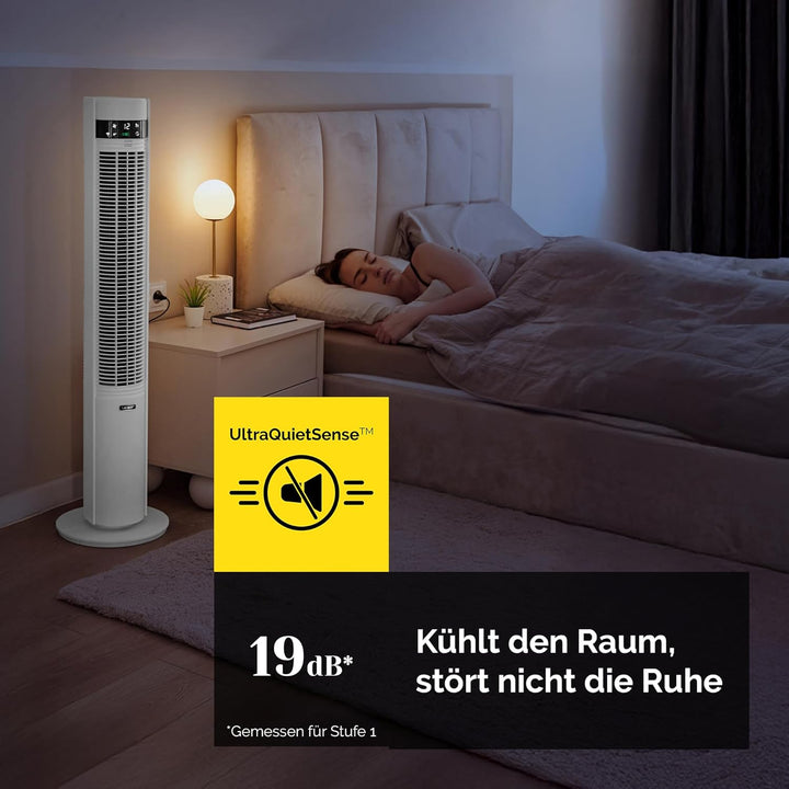 YOER 19dB Leiser Turmventilator, Plasma-Ionisator, 12 m Reichweite, 12 Geschwindigstufen, 3 Modi, 12