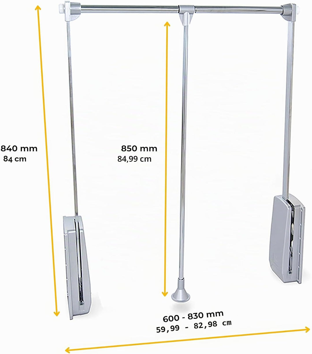 Emuca - Kleiderlift für Schrankbreite, kleiderschranklift, 600-830mm breite regulierbar, Verchromt V