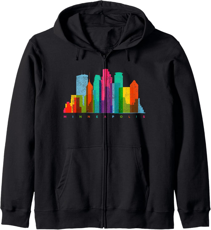 Minneapolis Skyline Minnesota bunt Vintage Minneapolis Kapuzenjacke