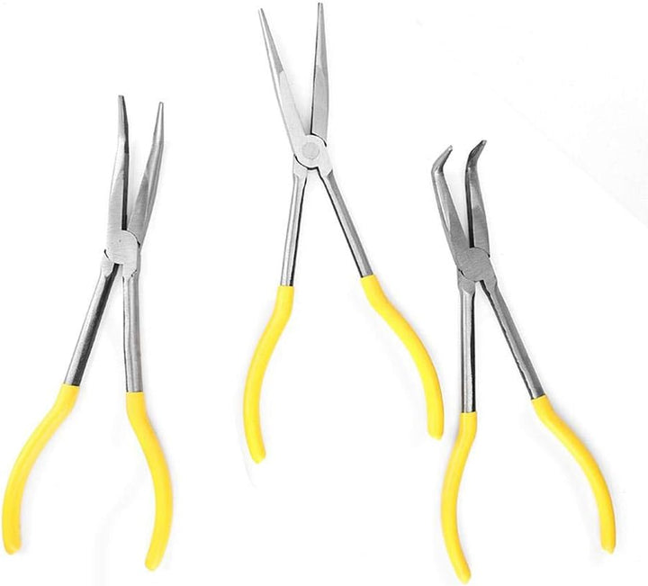 3pcs lange Spitzzange Kohlenstoffstahl, Zangen, Clip-Werkzeuge Spitzzange Extra lange Zangen mit geb