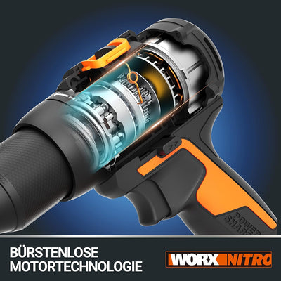 WORX WX102.9 Akku Bohrschrauber 20V – Bürstenloser Akkuschrauber - 60Nm, 2-Gang-Getriebe und LED-Lic