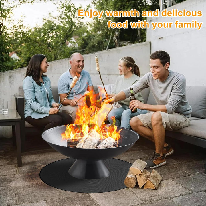 Rund Feuerfeste Unterlage, 97x97cm Feuerschutzmatte, 1093°C Feuerschalenmatte, 3 Schicht Aussenberei