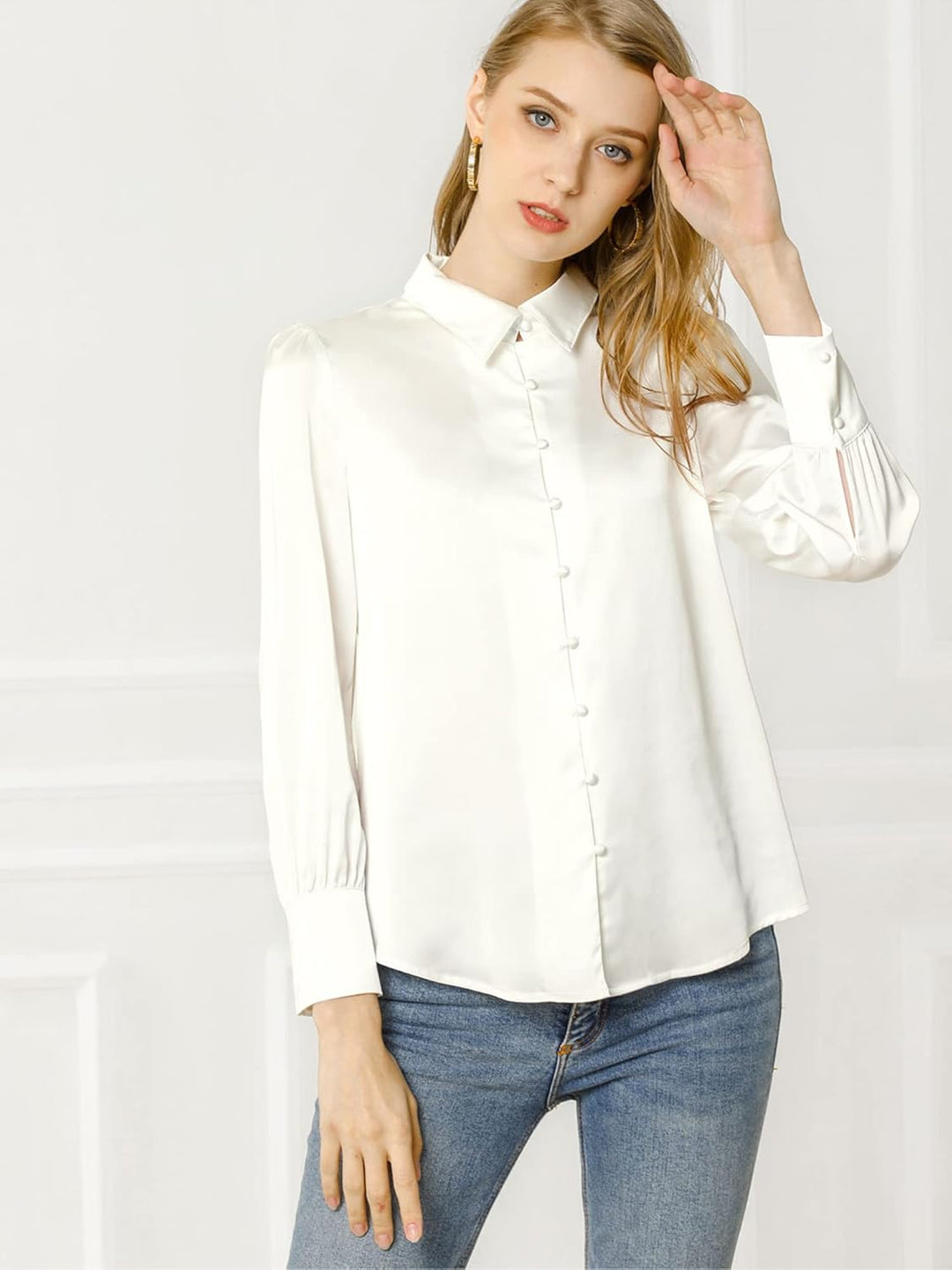 Allegra K Damen Vintage-Stil Knopfleiste XS Weiss, XS Weiss