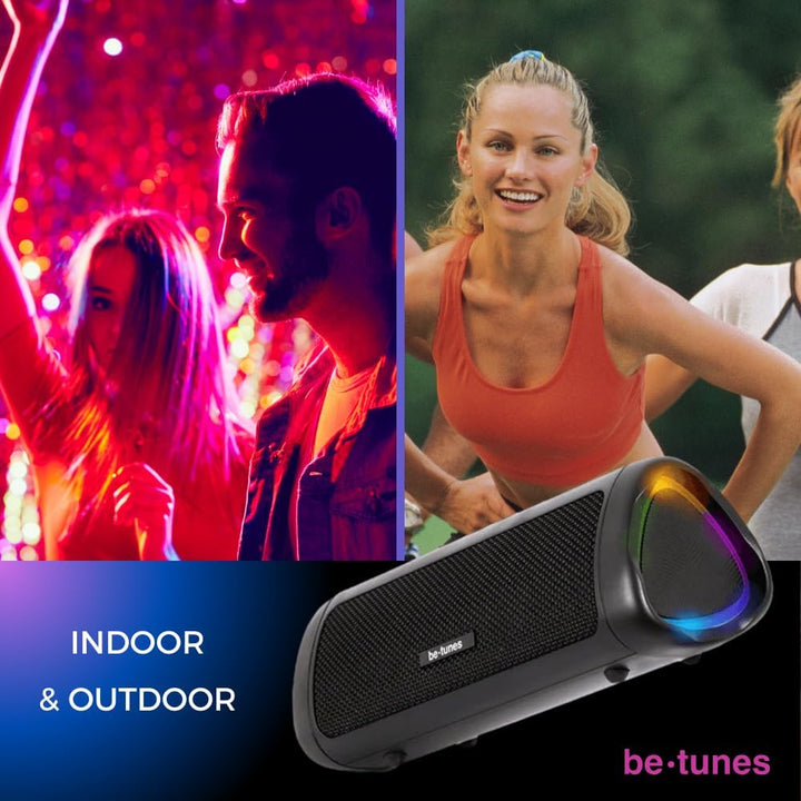 Bluetooth Lautsprecher – Kleine Musikbox mit LED-Licht – 24 Std Akku – Tragbare Partybox – Boombox I