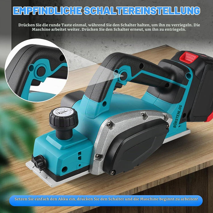 Akku-Hobel Kompatibel mit Makita 18V Akku – Einhandhobel mit 16500RPM, 0-2 mm Einstellbare Hobeltief
