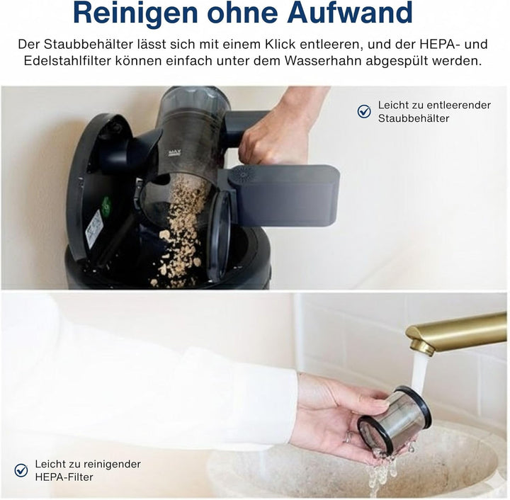 Samako CleanDetect Lite Akku-Staubsauger 200W – 22 kPa – Beutellos – 0,5 L – mit 2 Aufsätzen – kabel