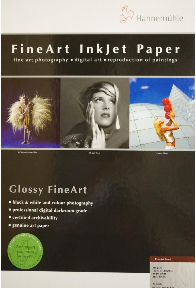 Hahnemühle 10641653 Digital FineArt Pearl Papier, 285 g/m², DIN A3+, 329 x 483 mm, hellweiss, 329 x