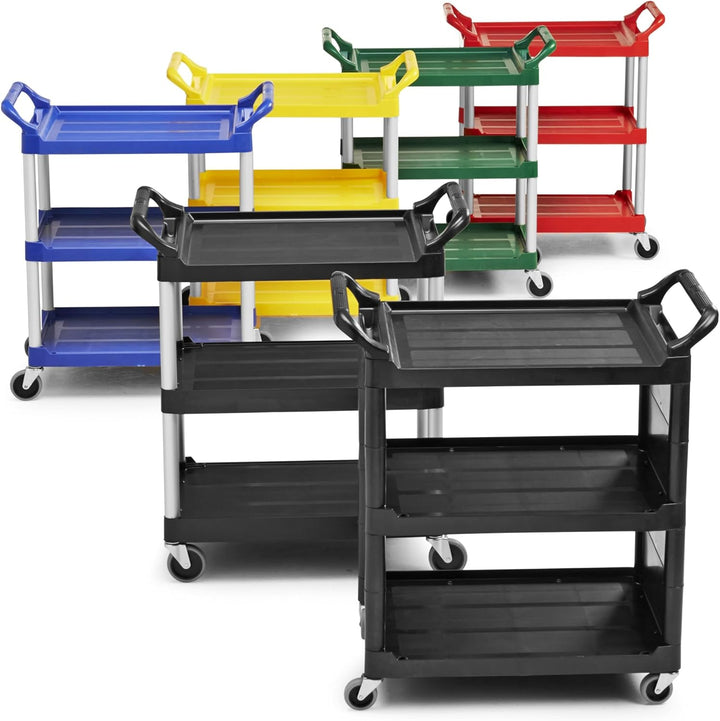 Rubbermaid Commercial Products FG342488BLA Mehrzweckwagenv mit 3 Böden, Schwarz, Schwarz