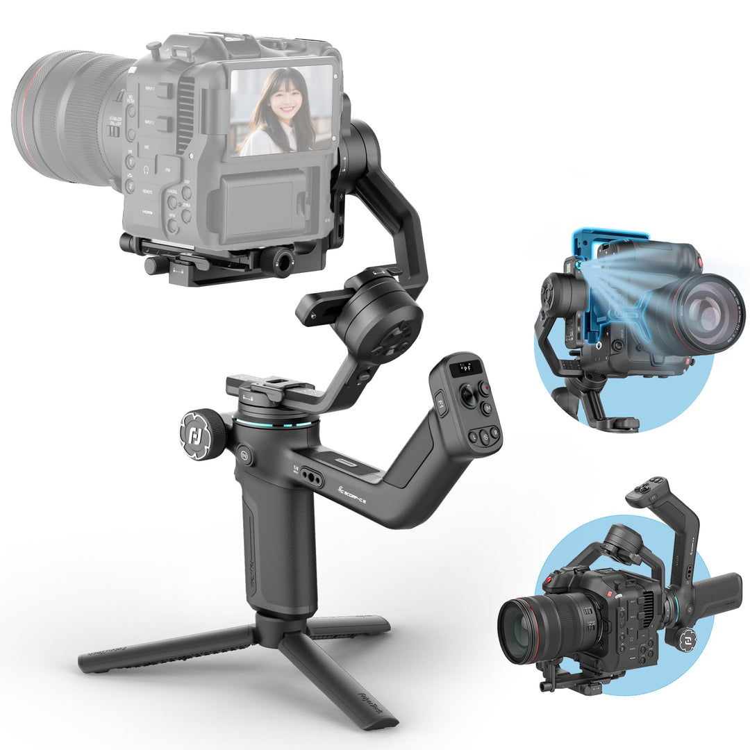 FeiyuTech [Offizielle] SCORP-C2 3-Achsen-Kamerastabilisator Gimbal mit KI-Tracking 4.0, Tastenbedien