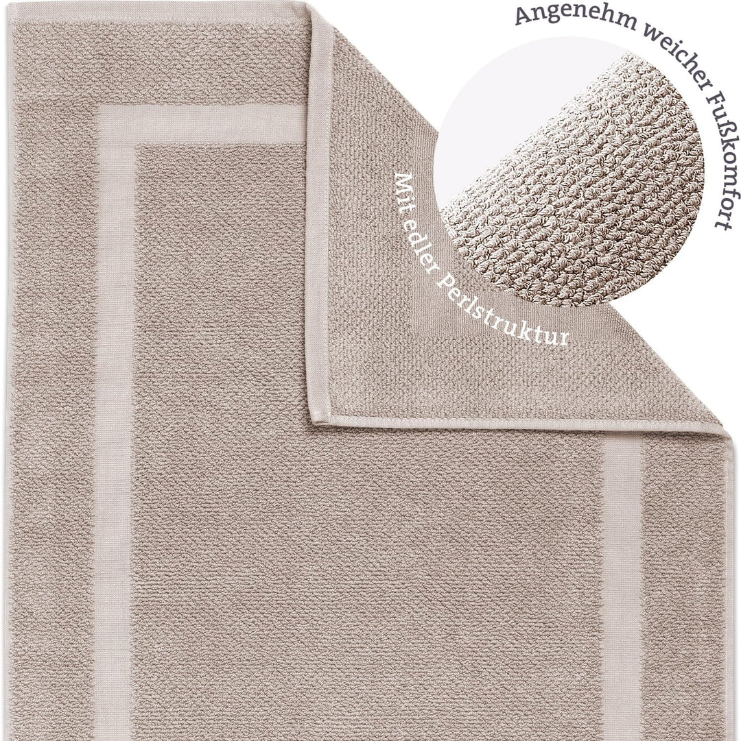 herzbach home Badvorleger 100% Baumwolle | Duschvorleger | 1.000 g/m² | Saugfähig | Waschbar (Sandgr