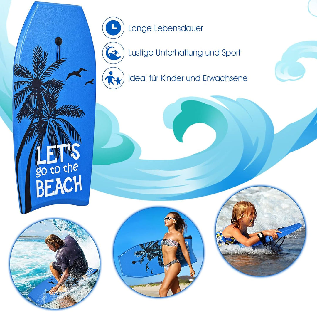 RELAX4LIFE Schwimmbrett tragbar, Schwimmboard mit Halteleine, Rutschfestes Surfbrett für Kinder & Er