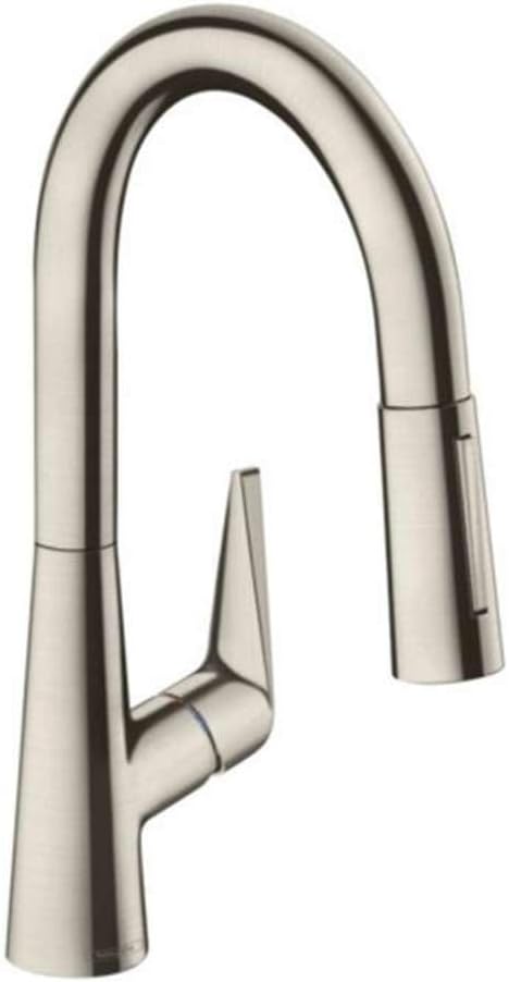 hansgrohe Talis S Einhebel-Küchenarmatur, Komfort-Höhe 160 mm, mit Ausziehbrause, Edelstahl Finish A