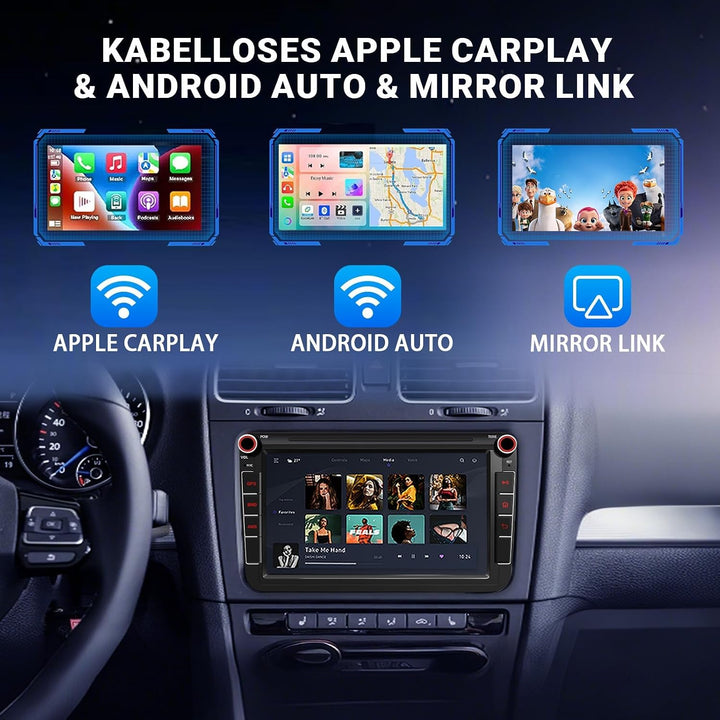 DAB Autoradio für VW Golf 5 6 T5 Polo Sharan Passat Tiguän | Android 15.0 4GB+64GB, 8 Zoll, Doppel D