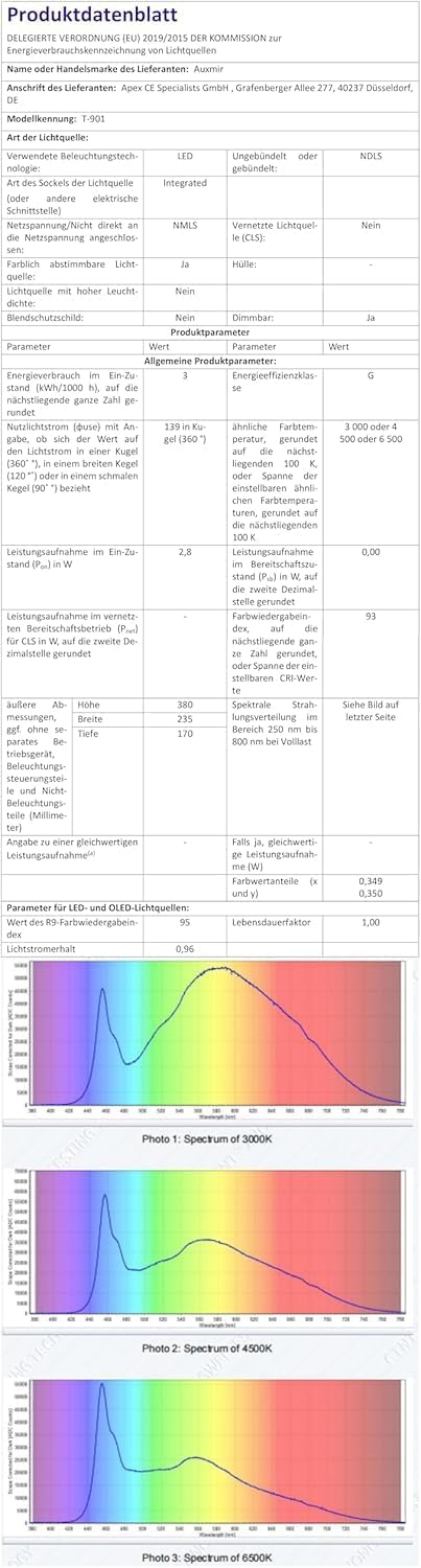 Auxmir Kosmetikspiegel Wiederaufladbar LED Beleuchtet, Doppelseitiger Schminkspiegel mit 1/10X Vergr