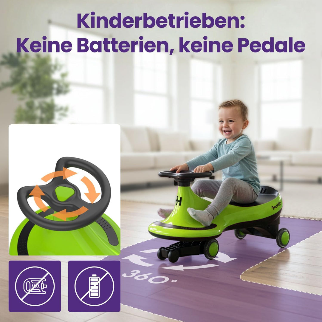 Hurtle Rutschauto Indoor Wiggle Drift Car für Kinder — fördert Motorik &amp; Balance | Grün, Grün