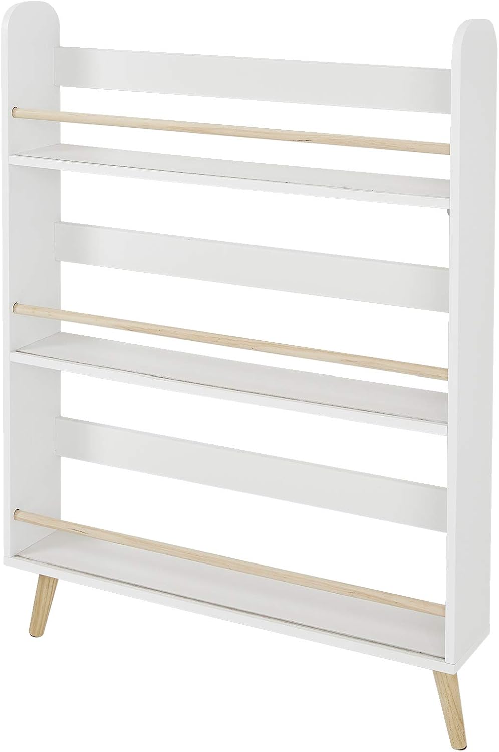 Vertbaudet Schmales Wand-Bücherregal KONFETTI mit Füssen, Kinderzimmer weiss/Natur ONE Size, Weiss/N
