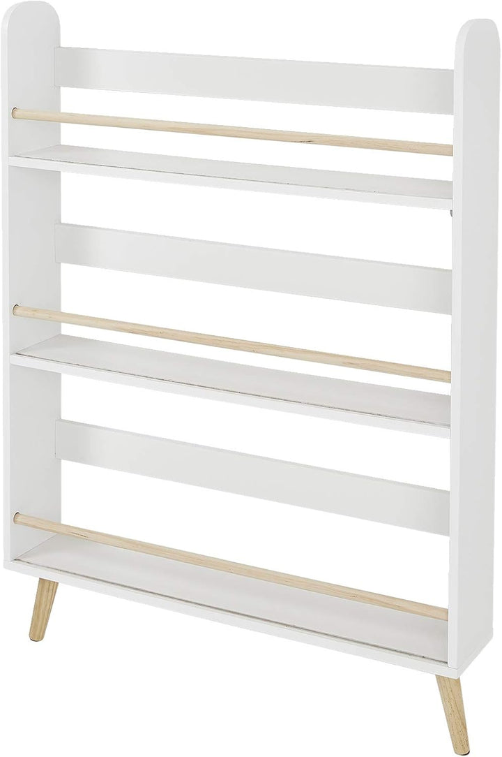 Vertbaudet Schmales Wand-Bücherregal KONFETTI mit Füssen, Kinderzimmer weiss/Natur ONE Size, Weiss/N
