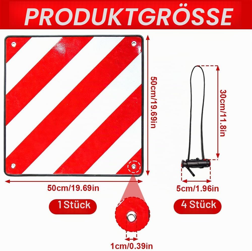 2 in 1 Warntafel Fahrradträger aus PVC für Italien, Spanien und Portugal 50 x 50 cm Reflektierendes