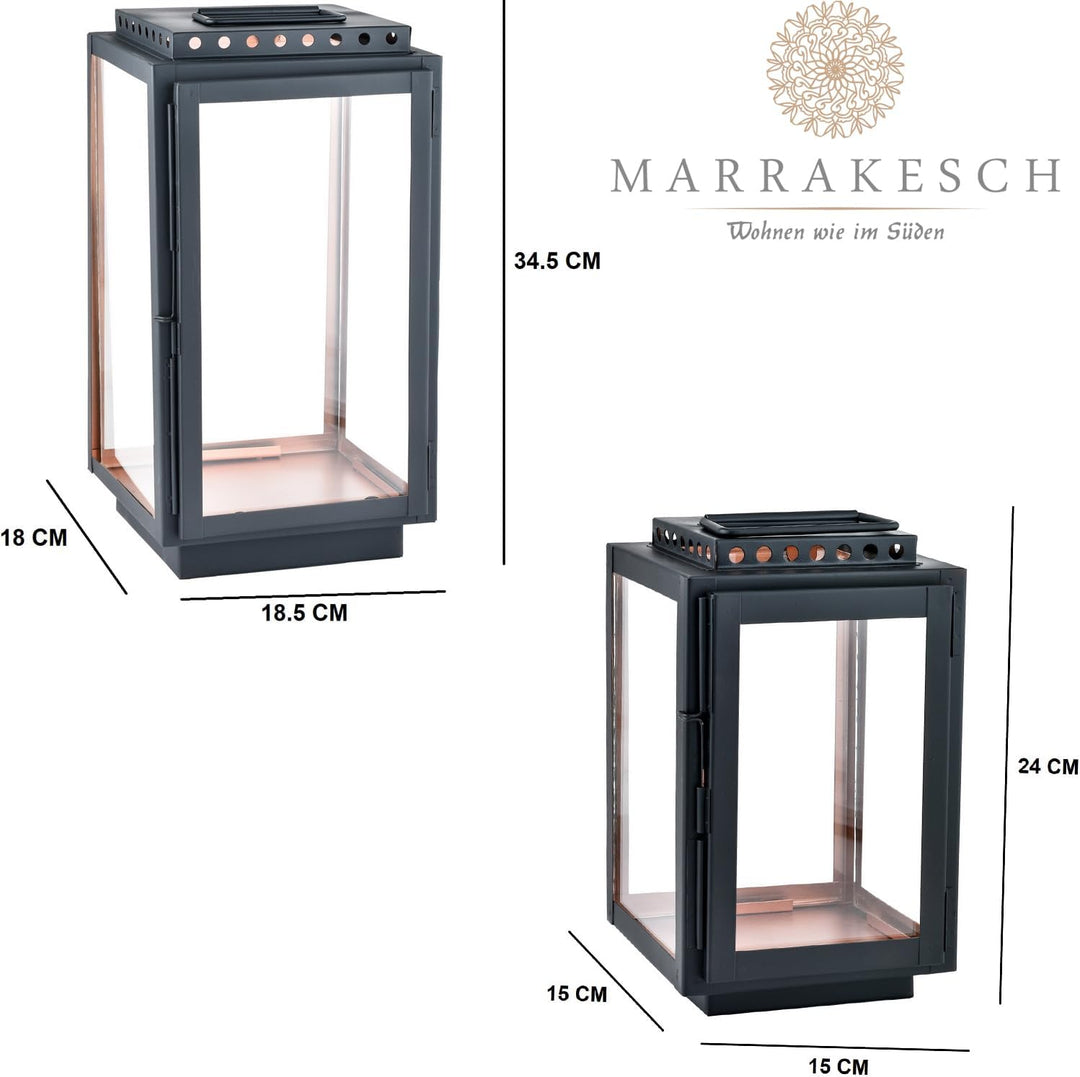 Marrakesch 2er Set Gartenlaterne Laterne 34,5cm & 24cm | Laternen für Draussen Jona modern als Garte