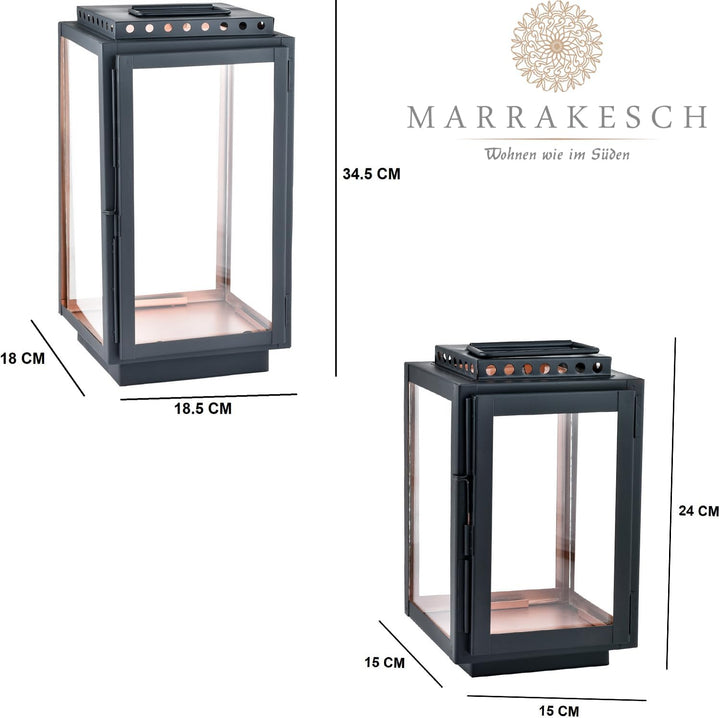 Marrakesch 2er Set Gartenlaterne Laterne 34,5cm & 24cm | Laternen für Draussen Jona modern als Garte