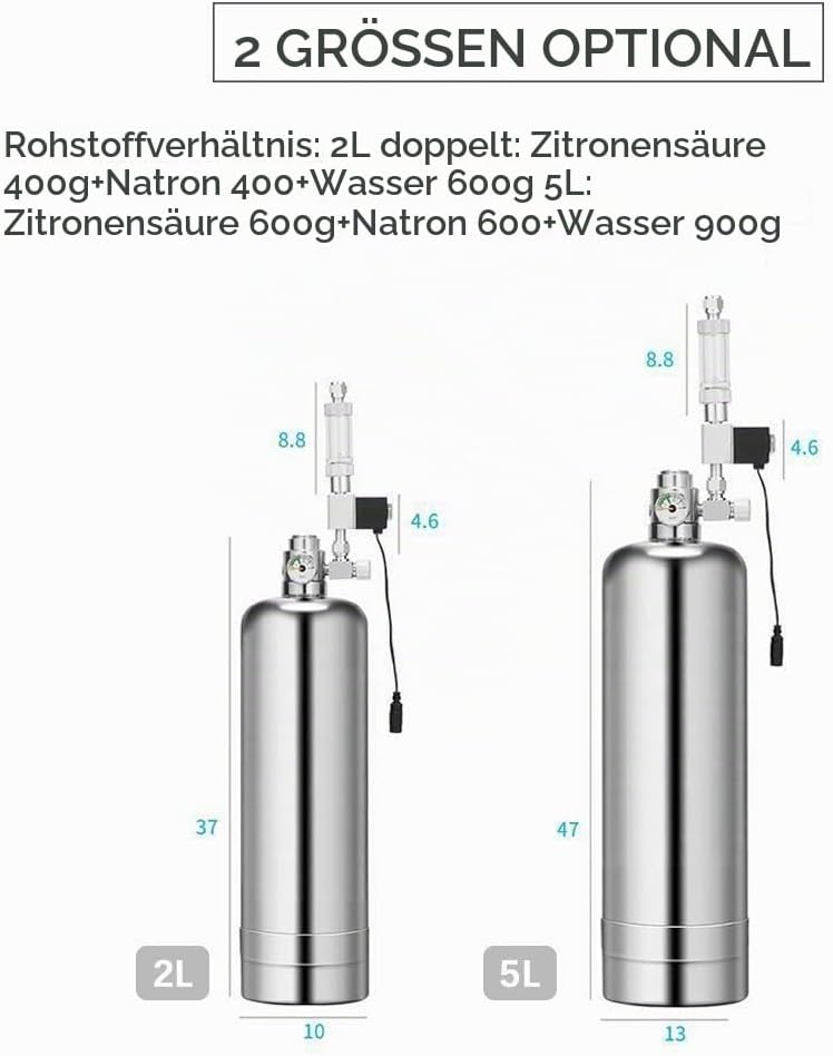 Ailgely 5L CO2-Generator-System-Kit für Doppel Aquarium CO2-Edelstahl-Zylinder-Generator-System mit