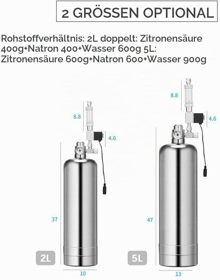 Ailgely 5L CO2-Generator-System-Kit für Doppel Aquarium CO2-Edelstahl-Zylinder-Generator-System mit