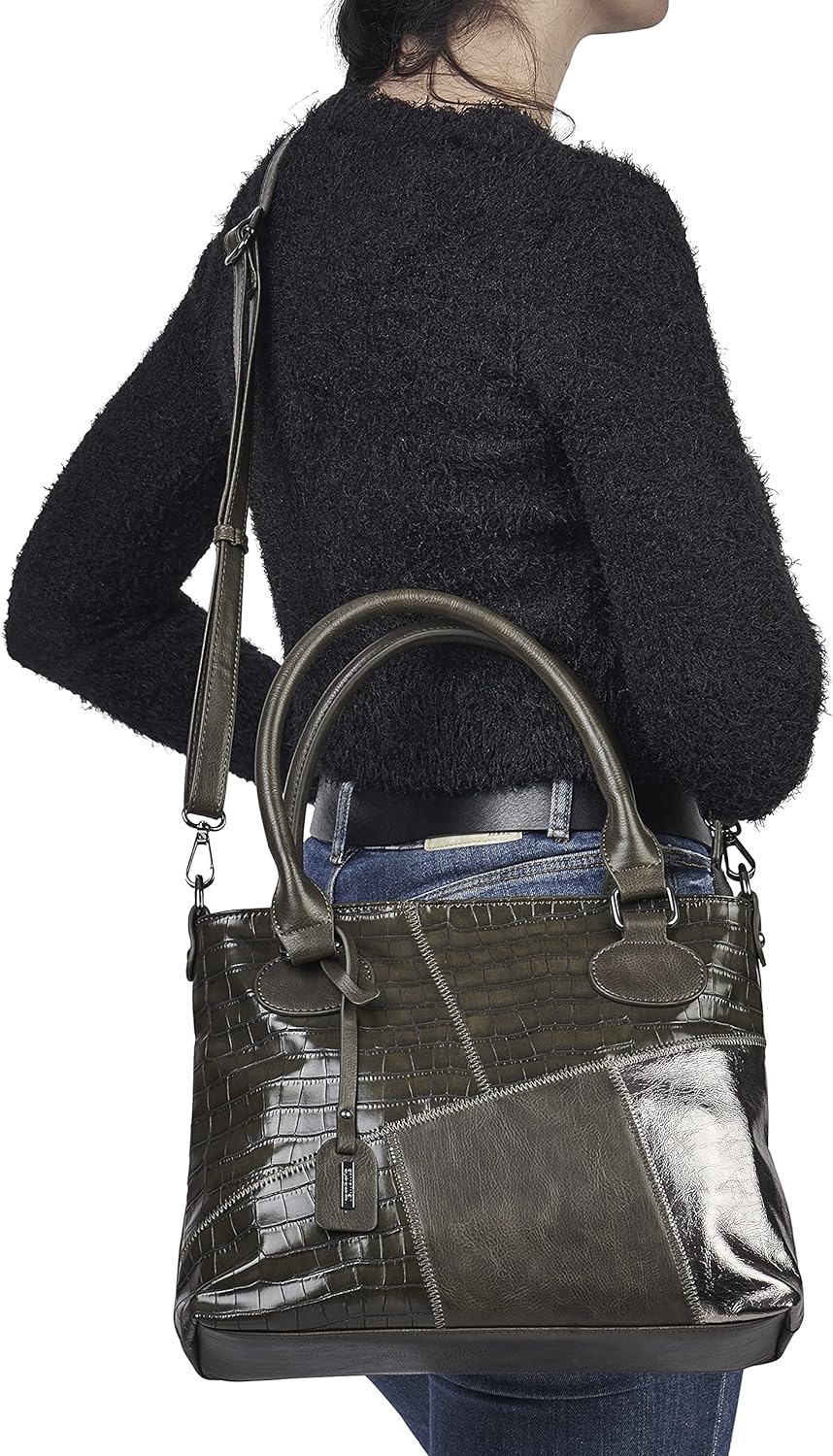 Remonte Damen Q0440 Umhängetasche, Khaki/moos/Altsilber / 54, 360x70x260